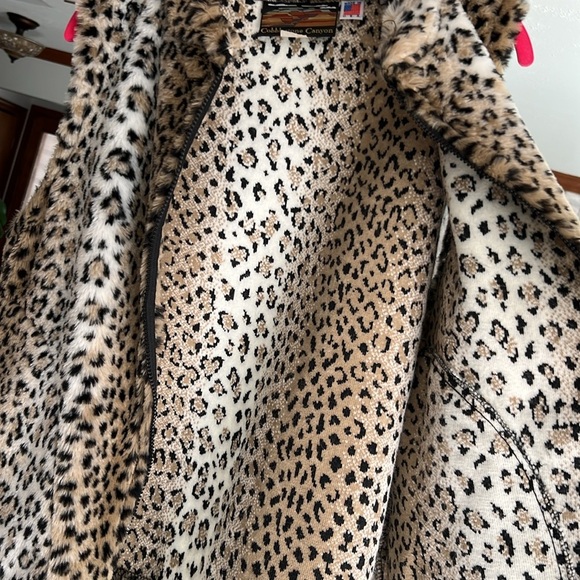 Vintage Cobblestone Canyon Faux Fur Leopard Cheetah Print Vest Size M - Picture 5 of 9